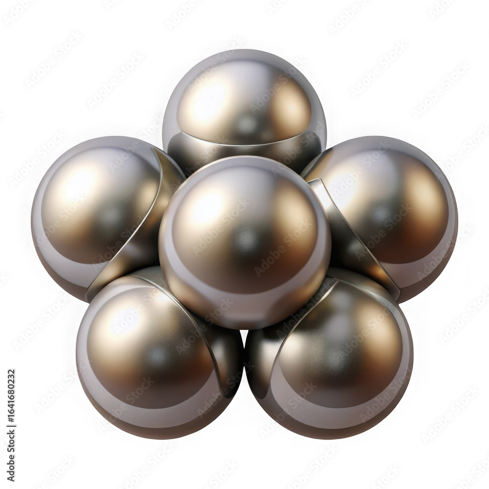 Aufkleber 3d illustration of a group of metallic spheres arranged in a cluster create a visually interesting a