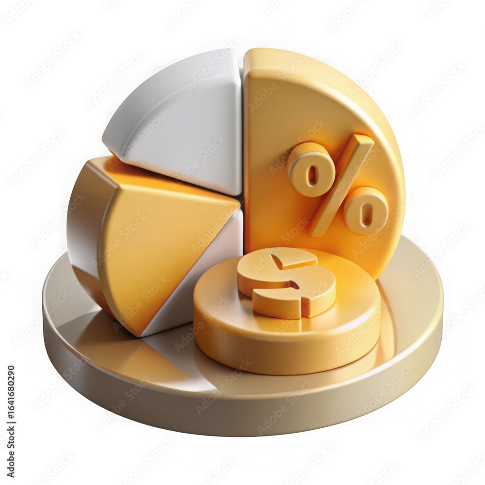 Poster 3d illustration of a visually appealing 3d illustration of a pie chart representing financial data a