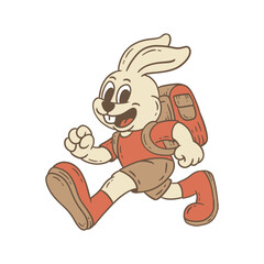 Retro Rabbit Mascot Illustration Back to School