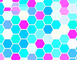 Repeating Pattern of Hexagons in Neon Colors