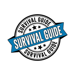 Fototapeta premium Survival guide badge with ribbon and stars vector graphic