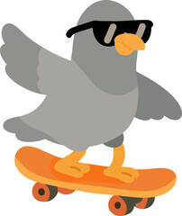 Cool Skateboarding Pigeon