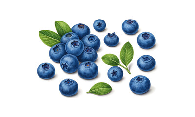 Blueberry illustrations on white background.01