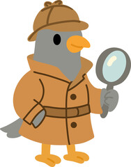 Detective Pigeon with Magnifying Glass