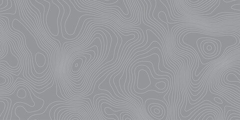 Abstract seamless contour topographic map background with thin line patterns in gray tone. Geometric elevation design, minimal texture, modern cartography style for wallpaper and digital use.
