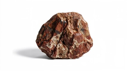 Raw Red Jasper fragment positioned on a white background