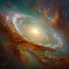 Spiral galaxy ablaze with vibrant colors