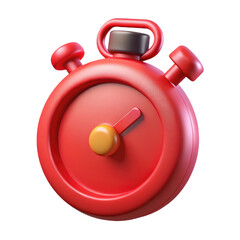 3D Render of Red Stopwatch Isolated on White Background
