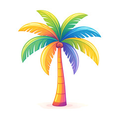 Colorful Palm: A vibrant illustration of a palm tree with an array of vivid colors, epitomizing tropical landscapes. 