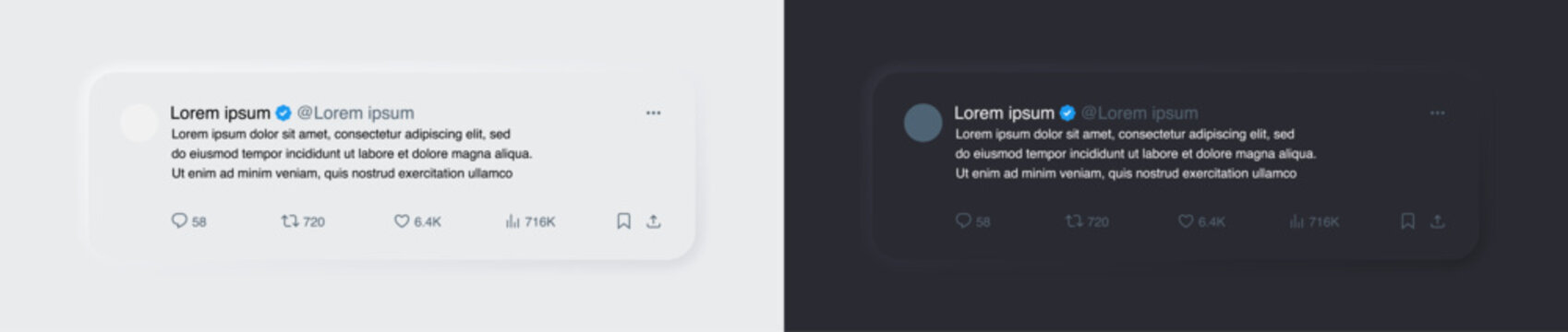 Rivne, Ukraine - August, 11 2025. Twitter post template. Neumorphism style. Vector EPS 10