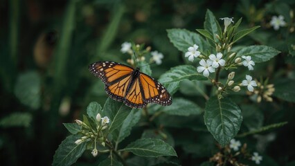 Danaus plexippus butterfly resting in a protected area