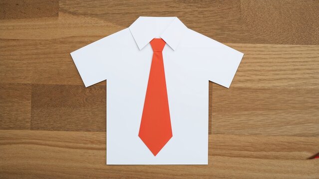 Step 4: Assemble a handmade Father's Day card in the form of a men's shirt with a tie through simple paper crafting and guided instructions.