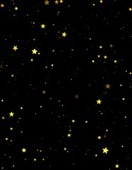 Golden stars scattered on black background