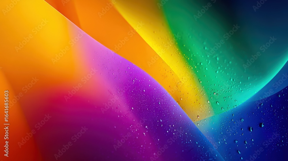 Poster vibrant abstract background with dynamic color gradient and water droplets for modern design