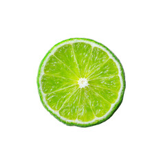 Fresh Lime Slice, Vibrant Green Citrus Fruit, Close-up Studio Shot on Black Background