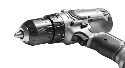 Modern cordless power drill isolated on transparent background