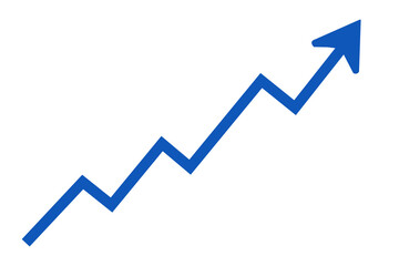 blue business growth graph with arrow