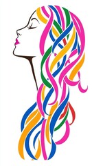 Colorful Silhouette of a Woman with Flowing Hair and Artistic Design