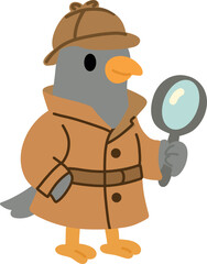 Detective Pigeon with Magnifying Glass