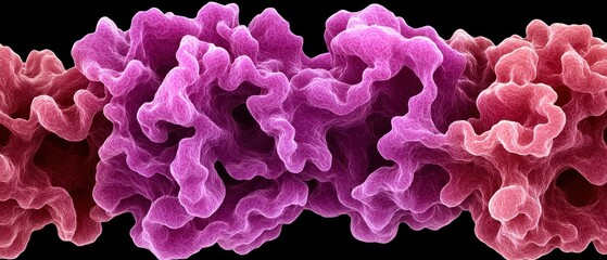 Colorful Abstract Molecular Structure with Wavy Organic Forms
