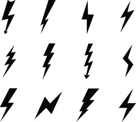 Collection of lightning bolt symbols, Lightning set, Energy, electricity, power icon, Thunder bolt icons, Vector Illustration !