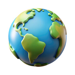 3D Render of Planet Earth Isolated on White Background