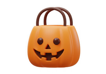 Orange pumpkin candy bag halloween holiday isolated on transparent background