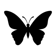Black butterfly silhouette on a clean white background 