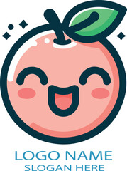 Kawaii logo icon vector white background .
