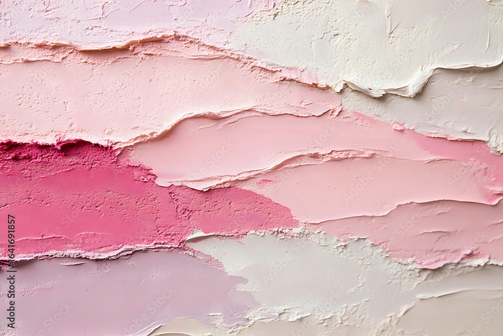 Poster abstract torn paper layers in pink and white shades creating textured background with rough edges an