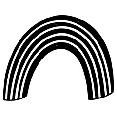 Obraz premium Simple black and white hand drawn rainbow arc with brushstroke texture