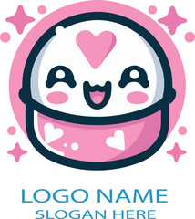 Kawaii logo icon vector white background .