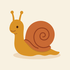 Cute cartoon snail illustration in soft yellow, perfect for product packaging, labels, web design, banners, book illustrations and art prints with a playful, child-friendly style.