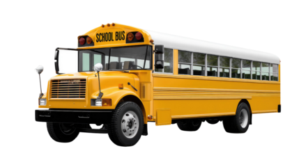 Yellow School Bus: A vibrant yellow school bus, a symbol of education and childhood, ready to transport students to and from school.
