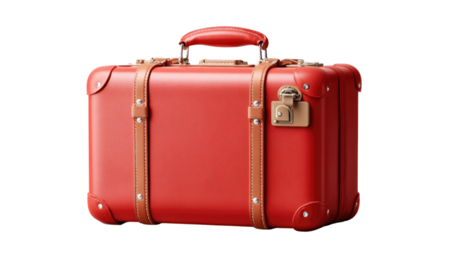 Vibrant Red Luggage: A meticulously crafted vintage red suitcase exudes elegance, ready to accompany adventures and carry cherished memories.