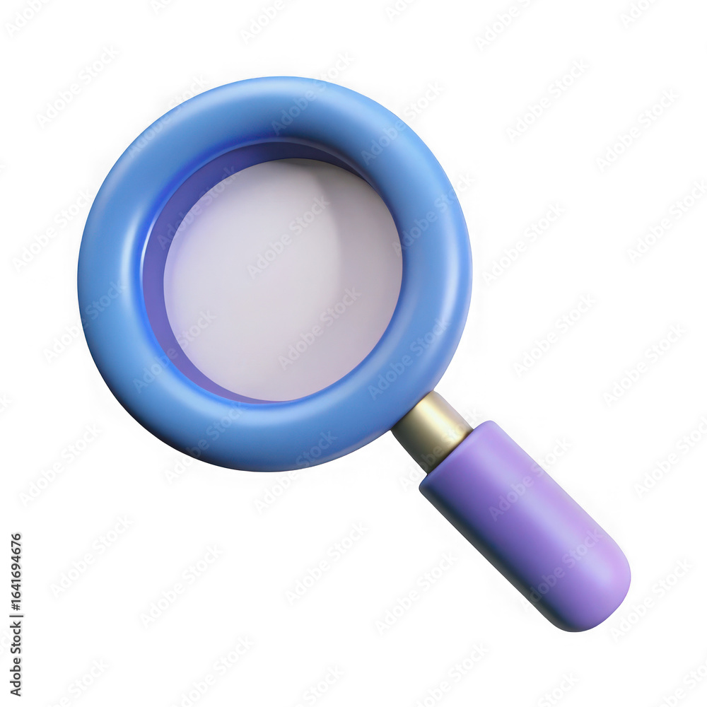 Poster 3d rendering of a magnifying glass isolated on transparent background