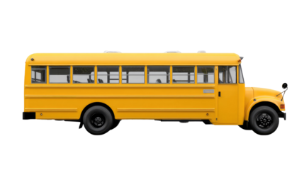 School Bus: A classic yellow school bus, a symbol of education and childhood, stands in profile, inviting dreams of learning and adventure.