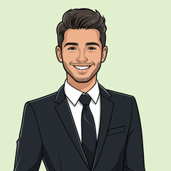 Smiling Cartoon Businessman Portrait: Friendly, Confident, and Approachable