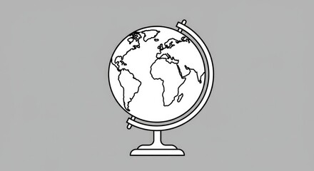 Simple outline of a globe showing continents on a stand, perfect for educational concepts and global business presentations