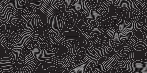 Fototapeta premium Abstract black background with smooth topographic contour lines, modern minimal design, wavy elevation pattern, dark texture, stylish decorative mapping effect for wallpaper and graphic projects.