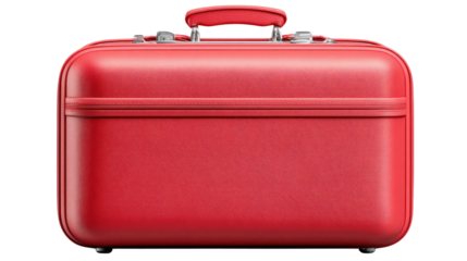 Red Travel Case: A vibrant red travel case, a perfect symbol for travel and exploration, sits alone, ready for adventure and a journey around the world.