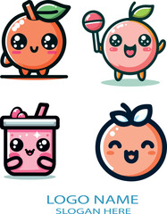 Kawaii logo icon vector white background .