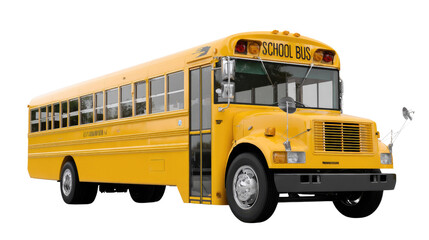 Yellow School Bus: A vibrant yellow school bus, a symbol of education and community, stands ready to transport children to and from school.
