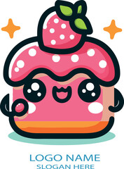 Kawaii logo icon vector white background .