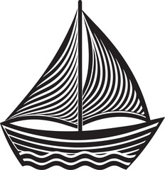 Stylized sailboat with striped sails on white background
