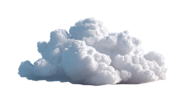 Cloud: A fluffy, isolated cloud in a bright blue sky, suggesting serenity and freedom.