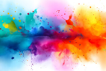 Fototapeta premium A dynamic array of colorful watercolor splashes, evoking creativity and joy.
