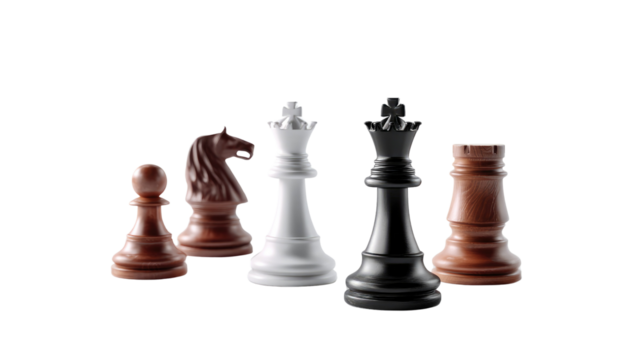 Chess Game Strategy: A close-up view of strategically placed chess pieces, the embodiment of intellectual strategy, focus, and the timeless game of chess