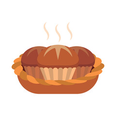 Fresh baked bread with steam. Vector