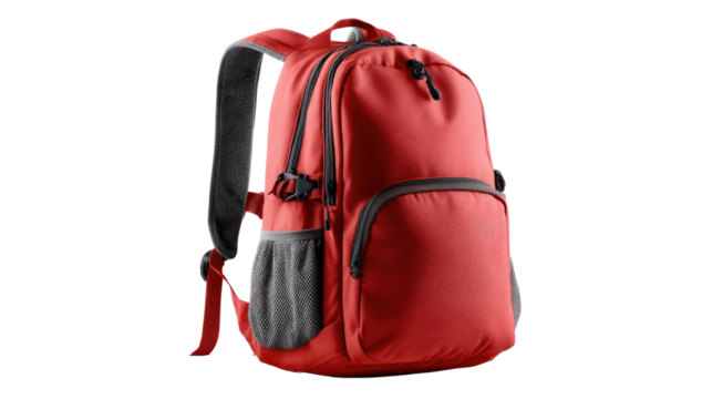 Red Backpack: This image is a vibrant representation of a red backpack. A clean, studio shot highlights its details.